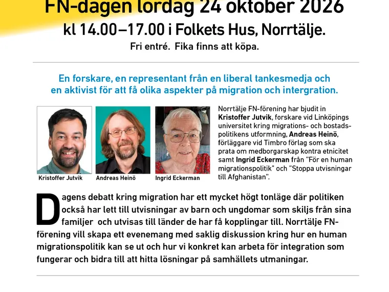 Föredrag och diskussion om "Migration och integration" – Norrtälje